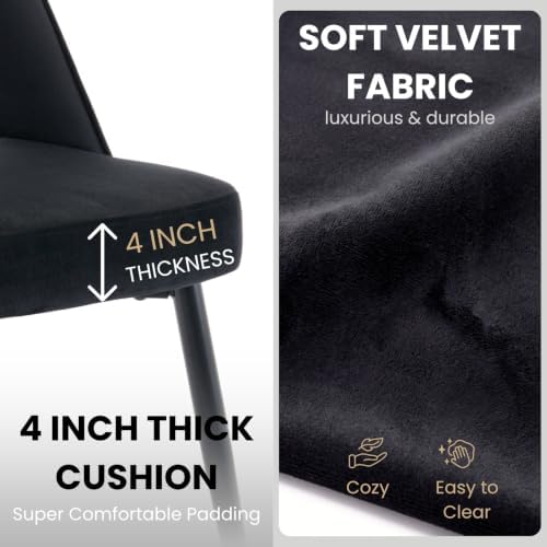 DUOMAY Modern Dining Chair Set of 6 with Open Back, Velvet Upholstered Armles...