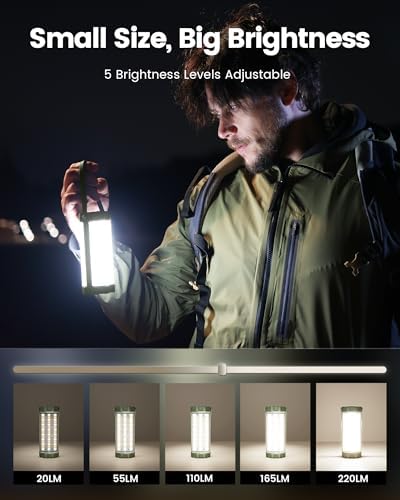 Glocusent 106 LED Camping Lights, 5000mAh Rechargeable Lantern for Outages