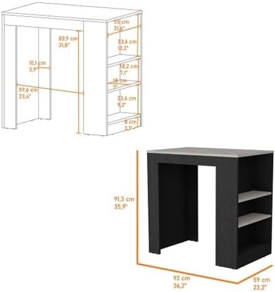 Pemberly Row Kitchen Island, Engineered Wood, Black Ibiza Marble Finish, Larg...