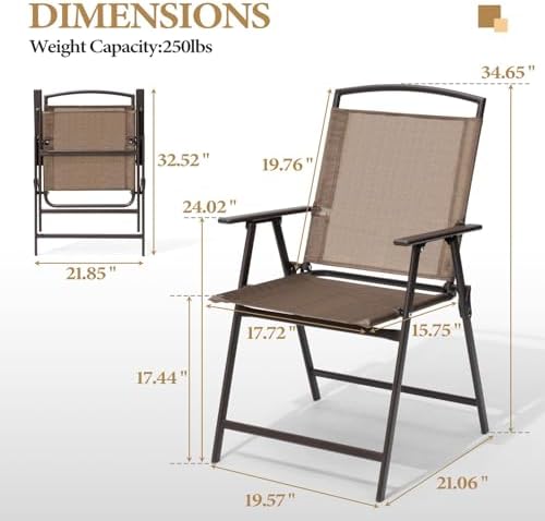 Crestlive Products Set of 4 Patio Folding Chairs 4-Pack Dining Chairs Outdoor...