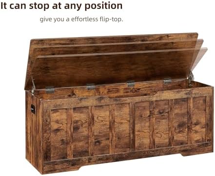 VANKILEY 51.2" Storage Chest Extra Large,Wooden Storage Bench,Rustic Bro...