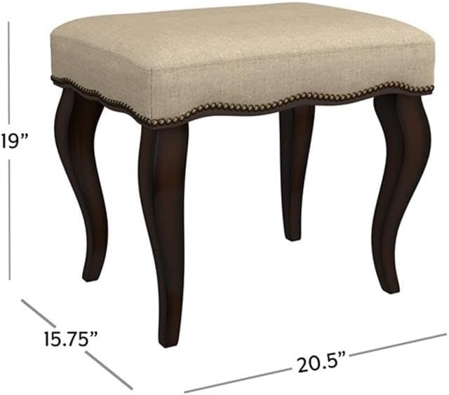 Hillsdale Hamilton Wood and Upholstered Backless Vanity Stool for Makeup Room...