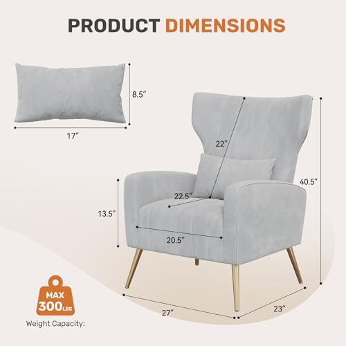 Nalupatio Velvet Accent Chairs Set of 2 Modern High Back Armchair Arm Chair w...