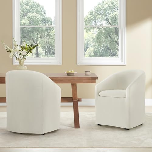 KISLOT Upholstered Dining Chairs with Casters, Washable Cover Modern Dining R...