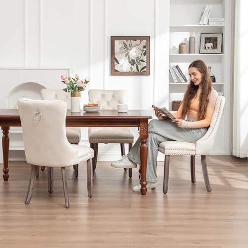 Hixkol Velvet Dining Chairs Set of 2,Upholstered Dining Chairs with Ring Pull...
