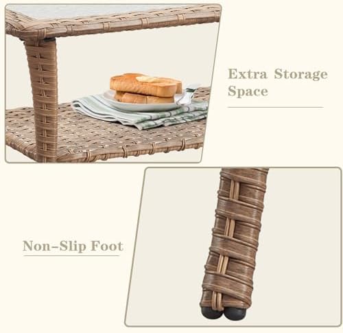 Belord 6 Piece Wicker Patio Furniture Set, Outdoor Swivel Rocker Chairs Set o...