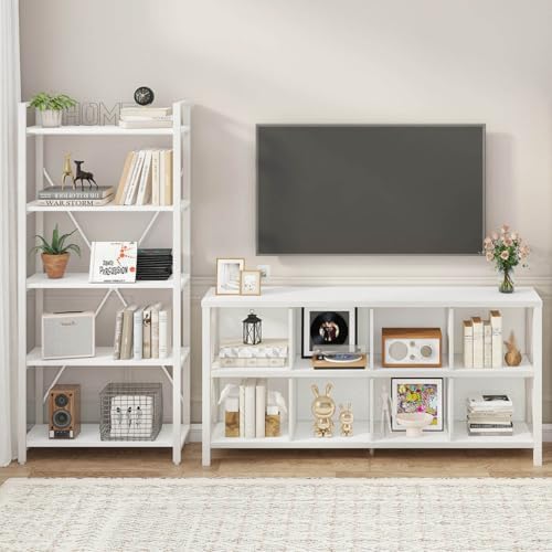 FATORRI 5 Tier Bookshelf, Metal and Wood Bookcase, Etagere Book Shelf for Dis...