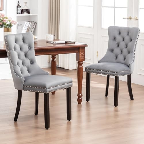 Eifizek Dining Chairs Set of 4 Upholstered Chairs with Tufted Back, Grey