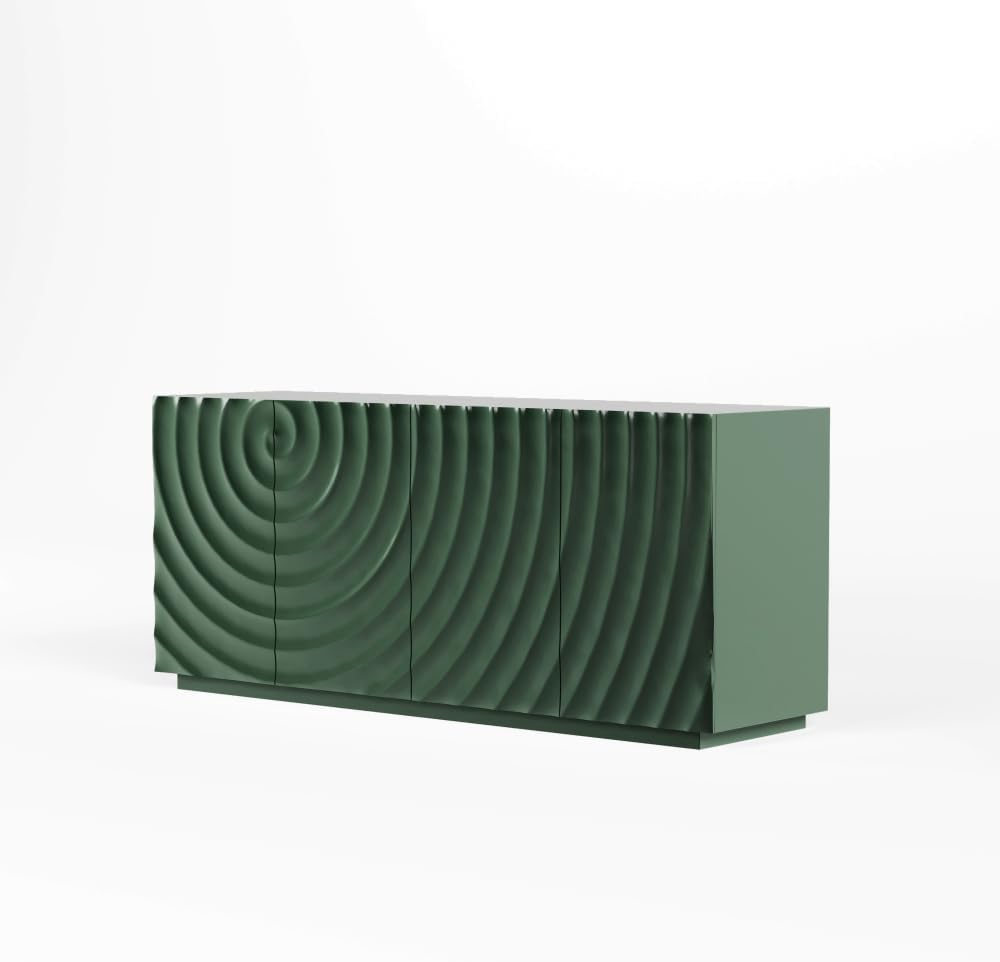 Sideboard Buffet Cabinet, 59"Green Accent Cabinet with 4 Doors, Mid Cent...