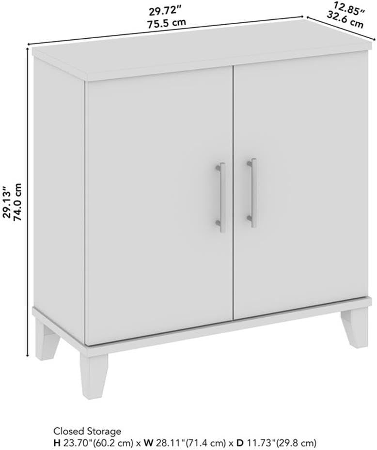Bush Home Somerset Small Accent Storage Cabinet with Doors and Shelves in Whi...