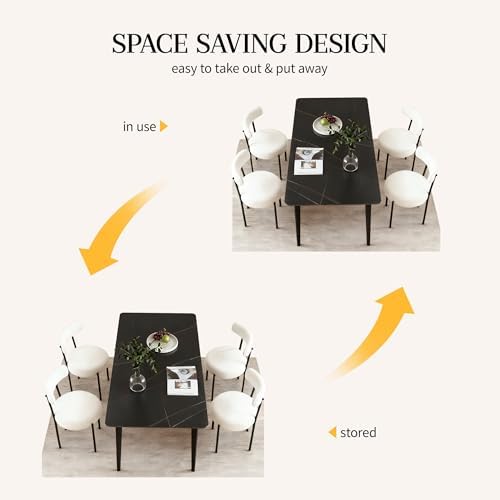 Dining Chairs Set of 2, Boucle Upholstered Modern Mid Century Round Kitchen C...