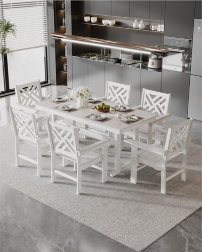 7-Piece Outdoor Dining Set, HDPE All-Weather Patio Table and Chairs Set for 6...