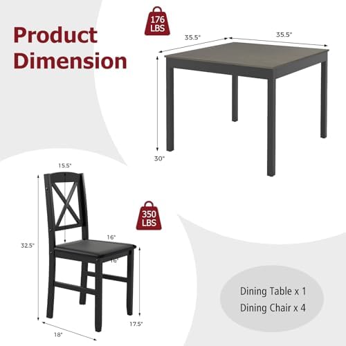 Tangkula Mid-Century Modern Dining Table Set for 2, Kitchen Table Set