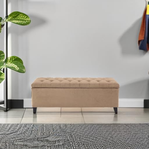 Madison Park 49" Upholstered Storage Bench, Button Tufted End of Bed Ben...