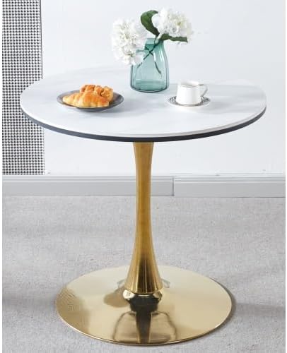 Mid Century Dining Table & Small Kitchen Table | Golden and White Tulip T...