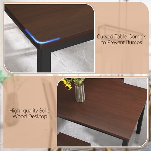 Dining Table Set for 4, Solid Wood Kitchen Table Chairs Set of 4, 43.3” Space...