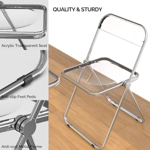 VINGLI Folding Acrylic Table and Chair Set Small TV Tray for Snack Dinner on ...
