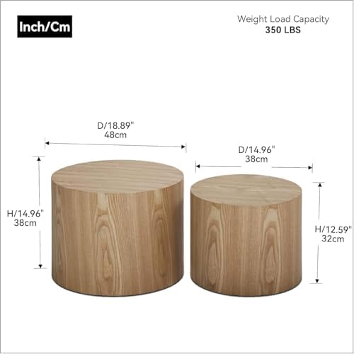 Small Wood Side Table Round Nesting End Table Coffee Tables Nesting Tables Se...