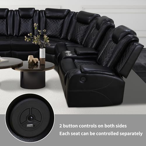 Power Recliner Sofa Sectional Couch for Living Room Furniture Set,Leather Rec...