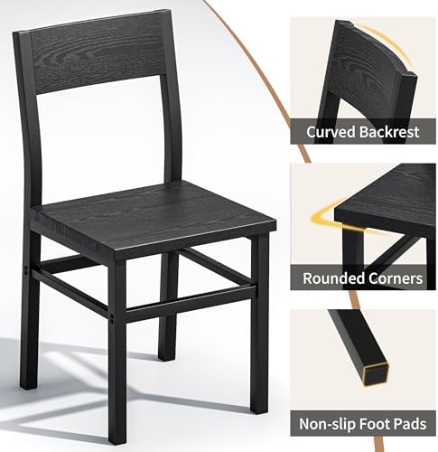MECHYIN Black Dining Chairs Set of 4, Upgrade Farmhouse Kitchen Room Chair