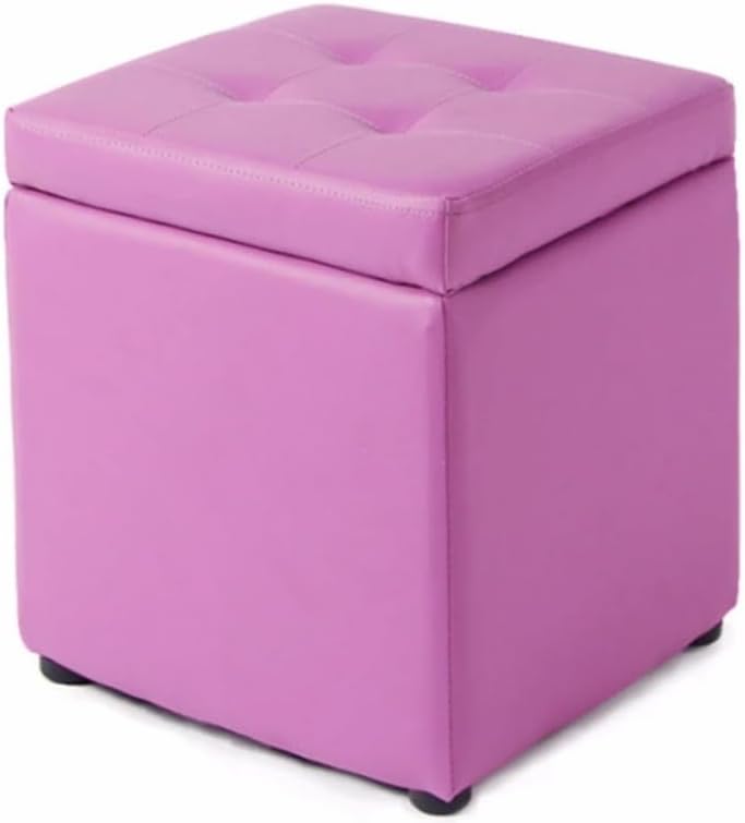 Bonded Leather Square Cube Storage Ottoman,12x12x14inch,Upholstered Foot Rest...