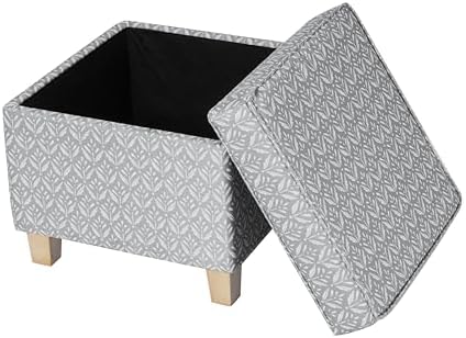 HomePop 18" Classic Square Storage Ottoman - Light Grey Print