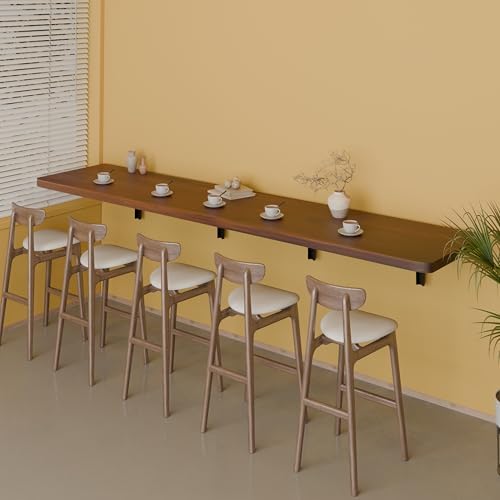 IAE Wall Mounted Folding Table with Pine Wood,72" x 16"Floating Wal...