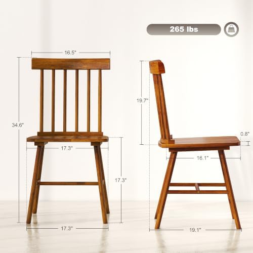 HOMCOM Windsor Dining Chairs Set of 4 Spindle Backrest Light Brown