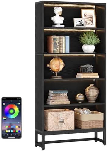 Tribesigns Tall Bookcase Black Bookshelf, 70.8” Large Bookcases Organizer wit...