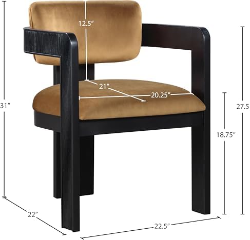 Meridian Furniture Sacha Velvet/Rubberwood Dining Chair, Saddle, Set of 2