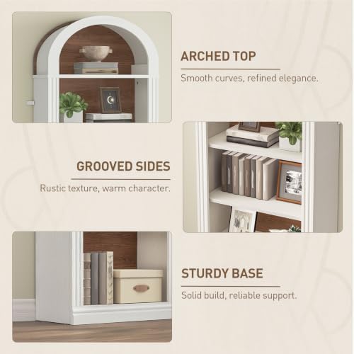 RALGEND Arched Bookshelf, 75.8" Tall Narrow Bookshelf, Arch Bookcase wit...