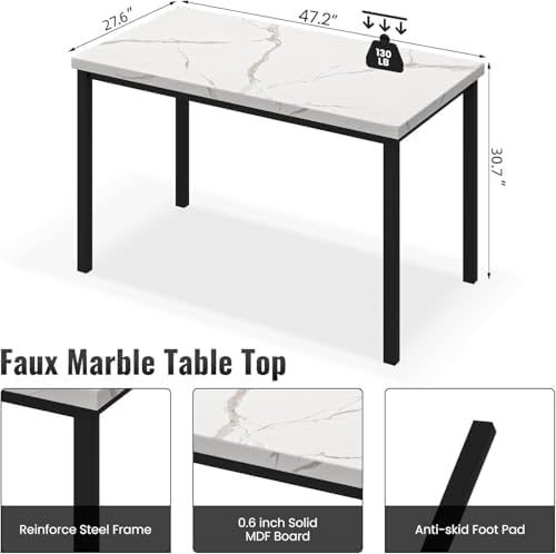 Hooseng 5-Piece Dining Table Set for 4 with Faux Marble Top & Velvet Chai...