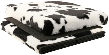 Luxe Faux Fur Storage Ottoman, Cowhide Black/White, 15 x 15 x 15 in