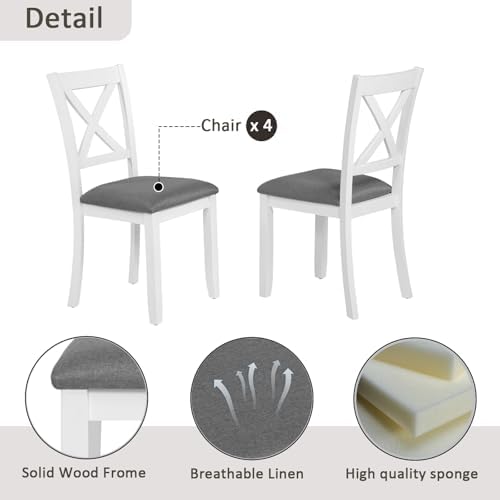 Harper & Bright Designs 5-Piece Wood Dining Table Set for 4, Kitchen Furn...