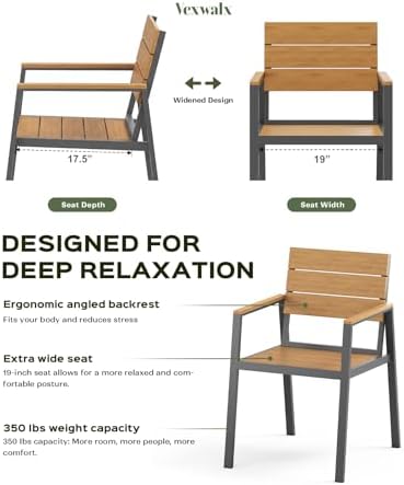 Vexwalx 7-Piece Outdoor Dining Set, Aluminum Dining Table Set for 6, Patio Ta...