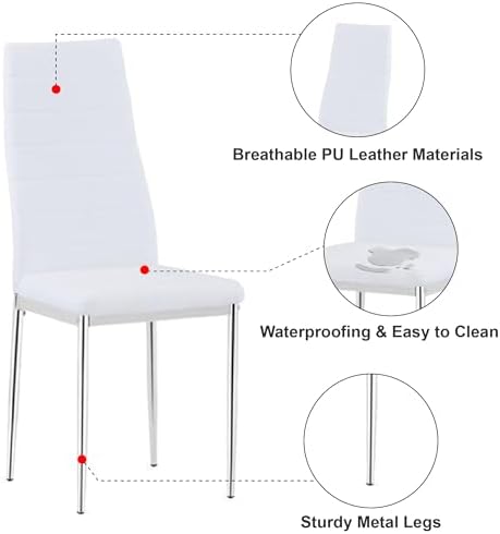 Round Glass Dining Table Set for 4, 35.5'' Tempered Glass Top Kitchen...