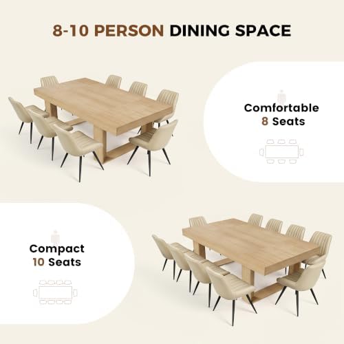 Miereirl 9-Piece Modern Farmhouse Dining Table Set, 86.6" x 47.2" S...