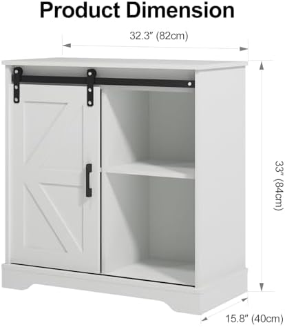 Panana Sliding Barn Door Buffet Sideboard Storage Cabinet Coffee Bar Kitchen ...