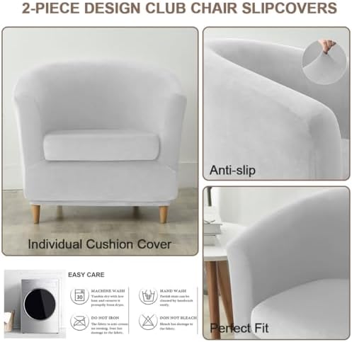 Velvet Club Chair Slipcover 2 Piece Swivel Barrel Chair Covers Slipcover Tub ...