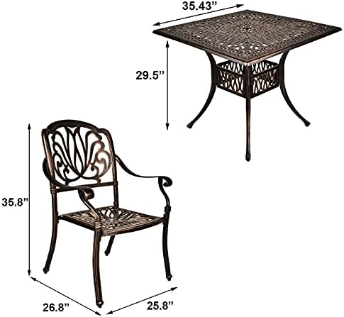 TITIMO 5-Piece Outdoor Patio Dining Set, Cast Aluminum Patio Furniture Set, 4...