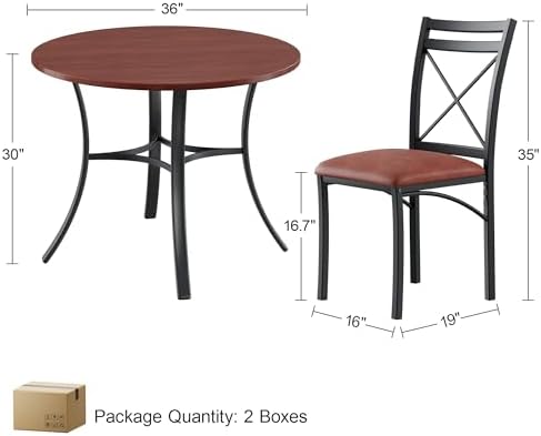 VECELO 5 Piece Dining Table Set for 4 with Chairs, Wood Grain Tabletop, Small...
