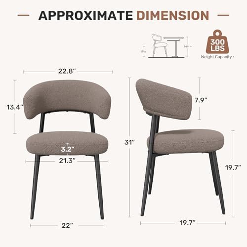 Dining Chairs Set of 4, Mid Century Modern Kitchen Chairs, Boucle Upholstered...