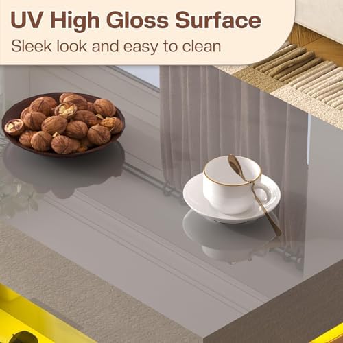 LUXOAK 3-Piece Modern Coffee Table Set with LED