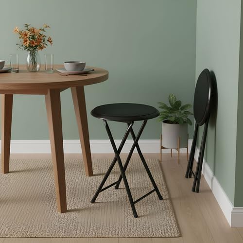 Lavish Home Portable Folding Stool with Backless Seat Set of 2, Black, 18”