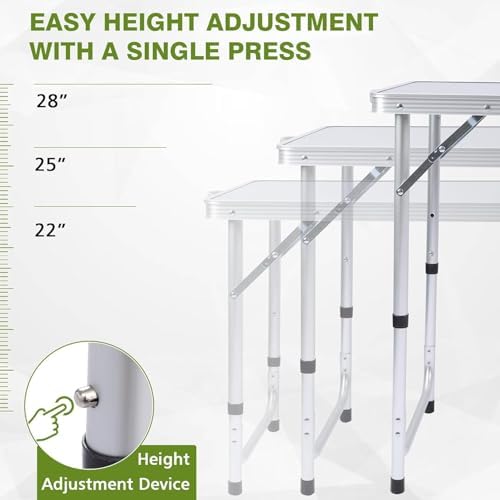 JOUYEK Camping Table, Folding Portable Kitchen Table with Storage Gray