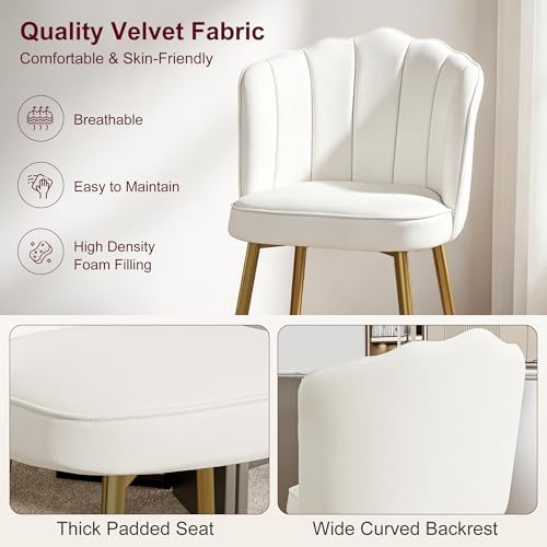 VECELO Velvet Dining Chairs Set of 2, Modern Upholstered Kitchen Chairs with ...