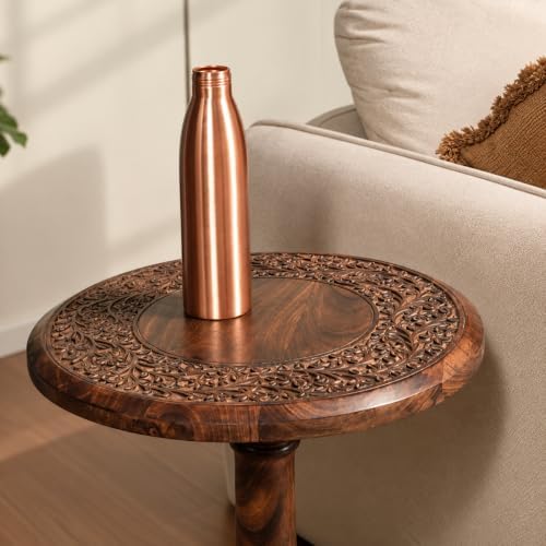 Alpha Living Home Farmhouse End Table, Burnt Brown Flowers
