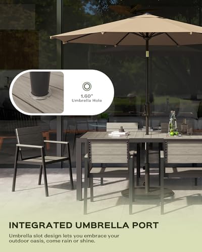 Vexwalx Outdoor Dining Set, Aluminum Dining Table Set for 6, Patio Table and ...