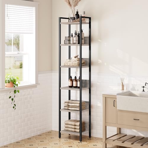MAHANCRIS Bookshelf, 6-Tier Bookcase, Standing Book Shelf for Small Space, St...