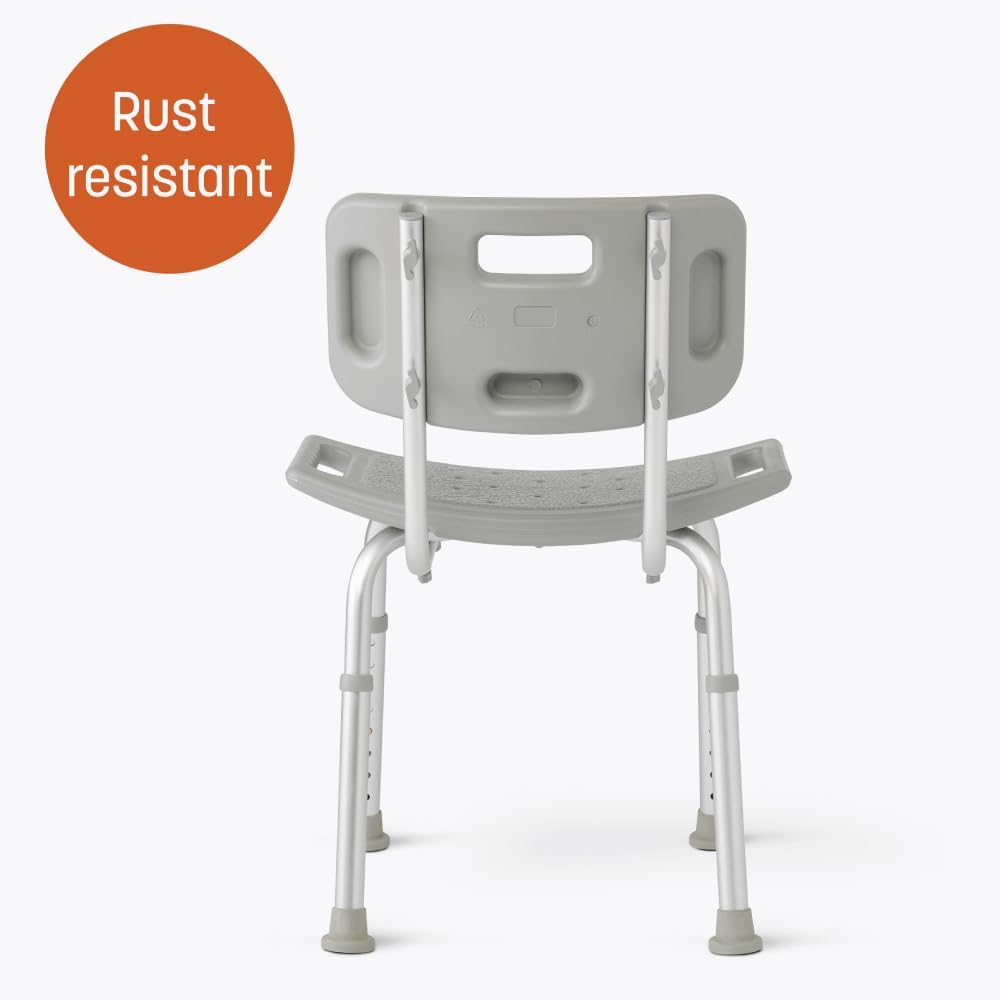 Caring Bath Chair for Seniors, Shower Seat with Back, Suction Feet, Non-Slip ...